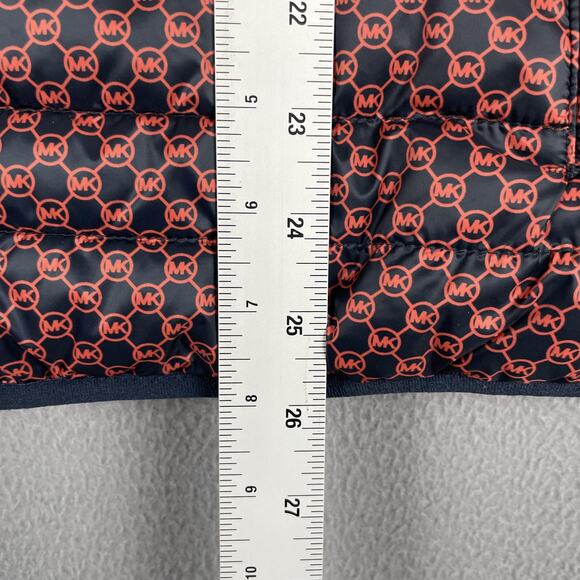 Michael Kors Vest Mens Medium Orange Navy Reversible Puffer Quilted MK Logo - Picture 14 of 16